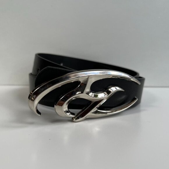 y2k 2000s chrome star futuristic emblem black and silver grunge emo belt - Picture 4 of 8